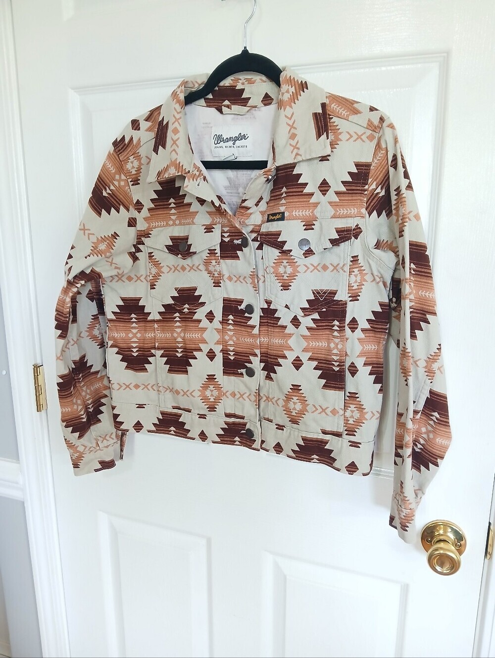Wrangler Women's Aztec Print Jacket in Cream & Brown Southwestern Country  Boho - Picture 2 of 9